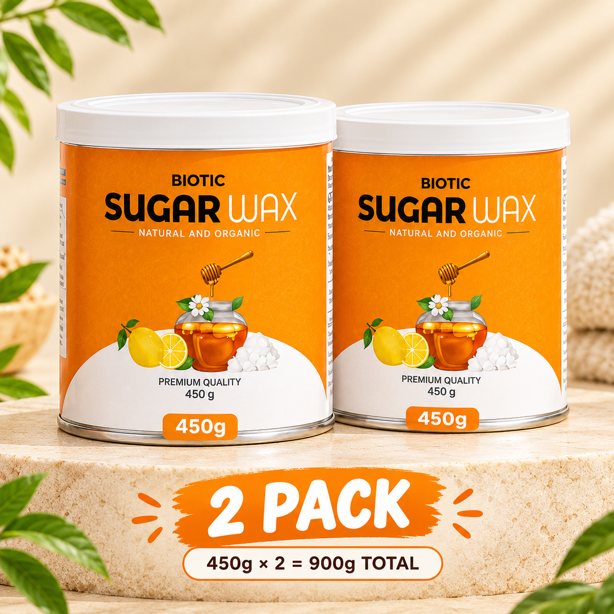 Biotic Sugar Wax™ 450g × 2 – Professional Hair Removal Wax Bundle
